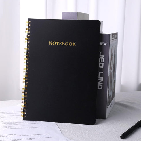 Cornell Notes Notebook, College Ruled Spiral Notebook B5 Hardcover Notebook for Note Taking Office School Black...