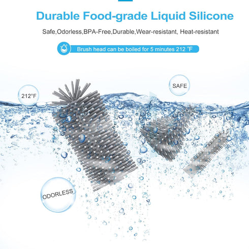 Electric Bottle Brush Cleaner with Rechargeable, Cleaning for Baby/Water/Wine/Thermos Bottles, Waterproof 2 Nipple and Straw Silicone Brush 1500mA...