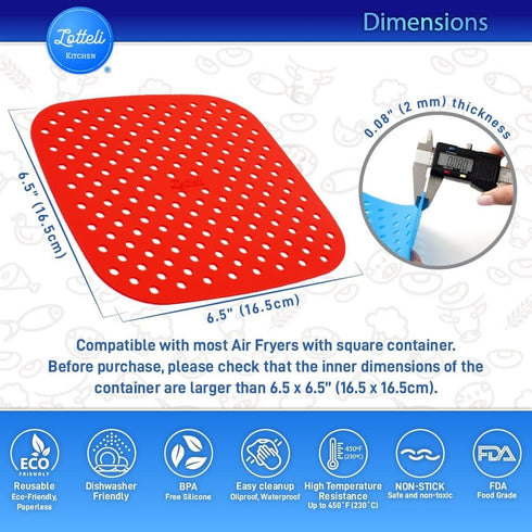Reusable Silicone Air Fryer Liners with Air Fryer Magnetic Cheat Sheet, Easy Clean Air Fryer Accessories, Non Stick, AirFryer Accessory Parchment ...