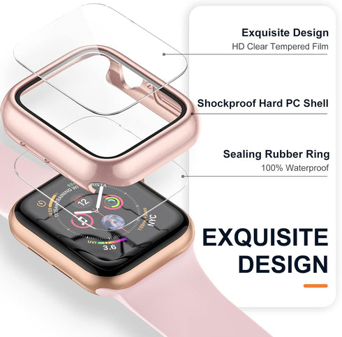 Charlam Compatible with Apple Watch Case 42mm Series 3 2 1 with Screen Protector, Full Protective Waterproof Bumper Cases Touch Sensitive Clear Fi...