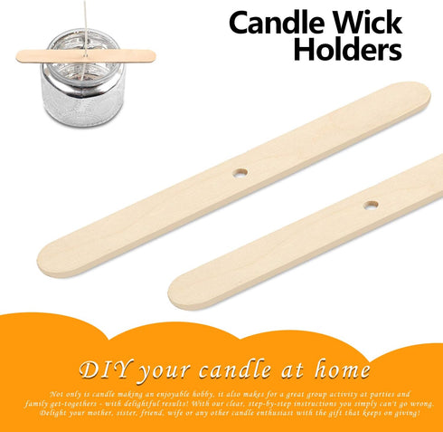 100pcs Wooden Candle Wick Holders, Candle Wick Centering Devices for Candle Making, Candle Wick Bars, Wick Clips for Canld Centering Tool...