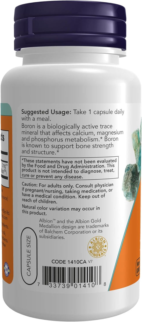 NOW Supplements, Boron 3 mg (Bororganic Glycine), Structural Support*, 100 Veg Capsules...