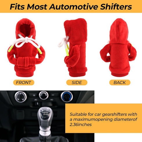 2 Pcs Upgraded Universal Gear Shift Hoodie for Gearshift, Automotive Interior Accessories (Red and Black), Car Shift Knob Hoodie, Funny Car Gear S...