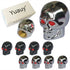 Skull Style Shape Tires Valve Stem Caps Antirust Copper Core for Motorcycle Bike Car, 4 PCs Black and 4 PCs Silver (Total 8 PCs)...