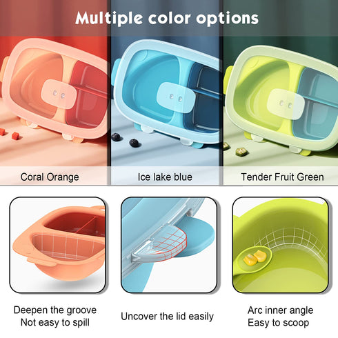 Kids Divided Plate, 3 PCS(Plate with Lid and Inner Dish), Toddler Dishes Tableware, Dishwasher-Safe for Baby Feeding Dinner Plate (Tangerine)...
