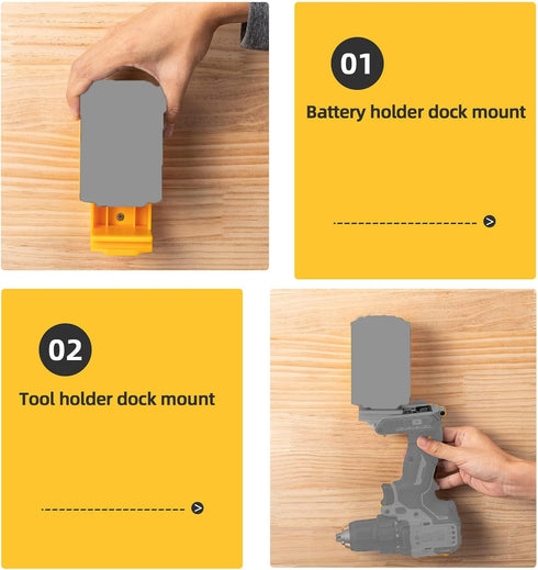 2 in 1 Tool Mount Hanger/Dock Compatible for Dewalt 20V Drill; Battery Holder Hanger/Dock Compatible for DCB203 DCB206 DCB200 Battery,Also fit for...