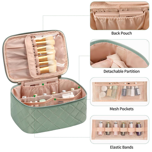 OCHEAL Makeup Bag, Portable Cosmetic Bag, Large Capacity Travel Makeup Case Organizer, Pink Makeup Bags For Women Toiletry Bag for Girls Traveling...