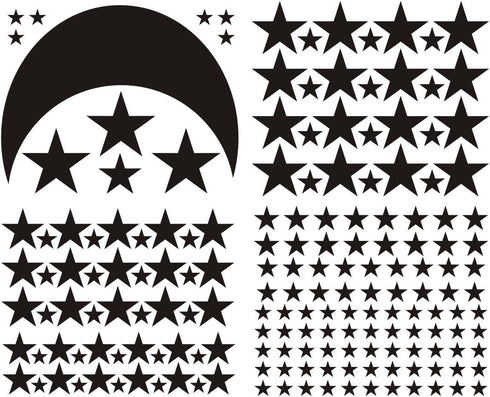 Moon and Stars Wall Decal Vinyl Sticker for Kids Boy Girls Baby Room Decoration Good Night Nursery Wall Decor Home House Bedroom Design YMX16 (Bla...