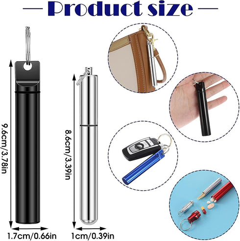 Portable Toothpick Holder 4PCs, Metal Toothpicks Holder Dispenser, Pocket Waterproof Case Toothpicks Container with Keychain, Travel Purse Ear Wax...