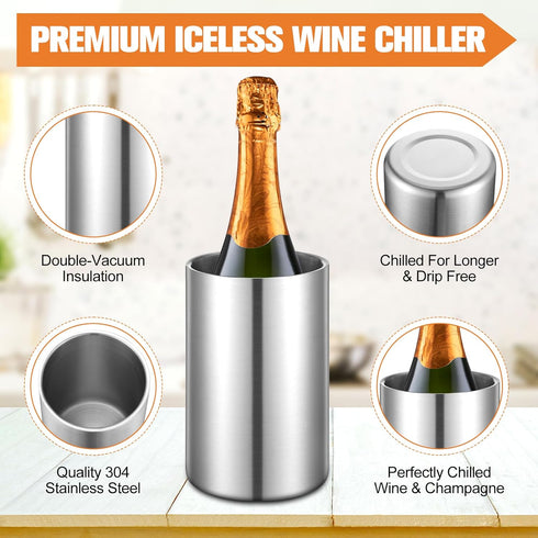 Wine Chiller Bucket Stainless Steel Wine Chiller Bottles for 750 ml Insulated Double Layer Bucket Wine Cooler Bucket to Keep Wine Cold for Wine Lo...