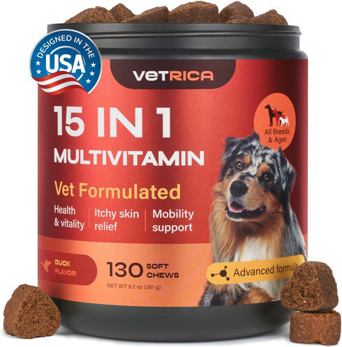 Dog Vitamins 15 in 1 - Dog Multivitamin Chews - Joint Supplement for Dogs - Dog Vitamins & Supplements for Hip & Joint, Immune System, Coat & Mobi...