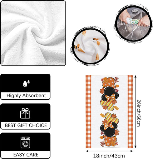 Fall Kitchen Towels Cartoon Mouse Dish Towels Autumn Mouse Kitchen Towels Fall Autumn Harvest Thanksgiving Decor Fall Decoration for Home Party...