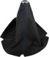 Car Shift Boot Cover Universal Gear Shift Knob Boot Dust Cover Faux Leather Black with Blue Line...