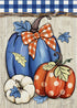 Fall Blue White Pumpkin Decorative Garden Flag, Autumn Plaid Check Farmhouse Yard Outside Decorations, Thanksgiving Rustic Burlap Outdoor Small Ho...