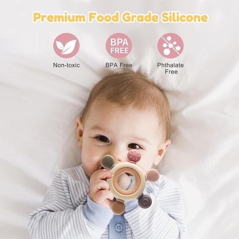 Baby Teething Toys for 0-6 6-12 Months, BPA Free Baby Teether Sensory Toys for Babies 0 3 6 9 12 18 Months, Newborn Infant Toys Gifts for 1 One Ye...
