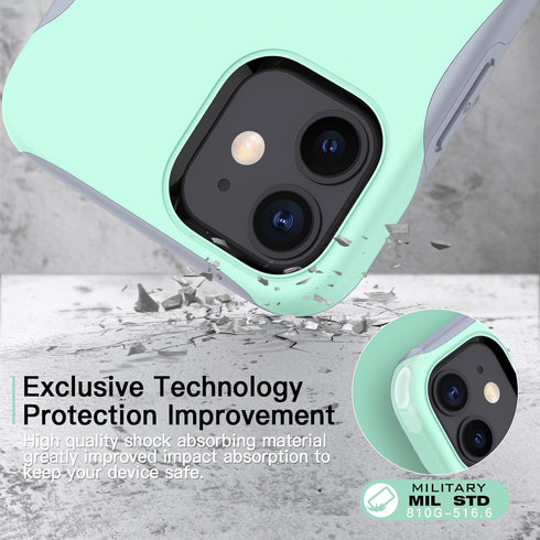 TEAM LUXURY for iPhone 12 Case/iPhone 12 Pro Case, Shockproof Rugged Protective Phone Cover - Wireless Charging Compatible - (Soft Mint)...