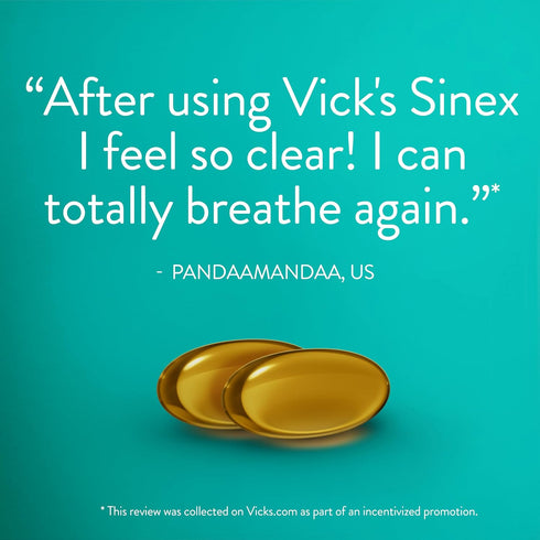 Vicks Sinex SEVERE LiquiCaps, All-In-One Sinus Relief, Non-Drowsy, Nasal Decongestant, Maximum Strength Relief of Sinus Headache, Pain, Pressure, ...