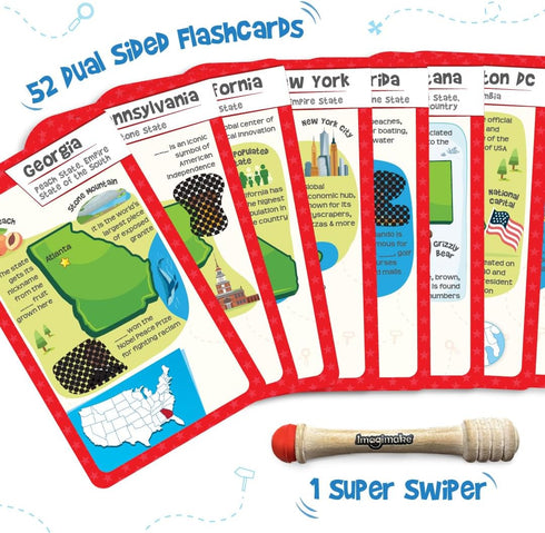 Imagimake Mapology USA Flash Cards | Learn United States Along with Flags and State Shapes | Ages 8-12 | Foam Jigsaw Puzzle, Fun Facts, Educationa...