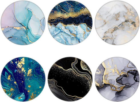 6 Pack Cellphone Phone Grip and Smartphones Stand, Collapsible Cell Phone Expanding Holder for Phone - Blue Green Black Rose Gold Marble, LJ003...