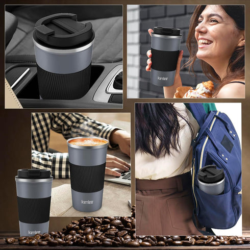 KETIEE Travel Coffee Mug Spill Proof 12oz, Insulated Reusable Coffee Cups with Seal Lid, Vacuum Stainless Steel Travel Mug to Go Car Tumbler for H...