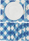 Set of 6 Blue and White Plaid Cloth Placemats, 16.5 x 12.6 Inches Burlap and Polyester Washable Table Mats with Buffalo Design, Farmhouse-Style Di...