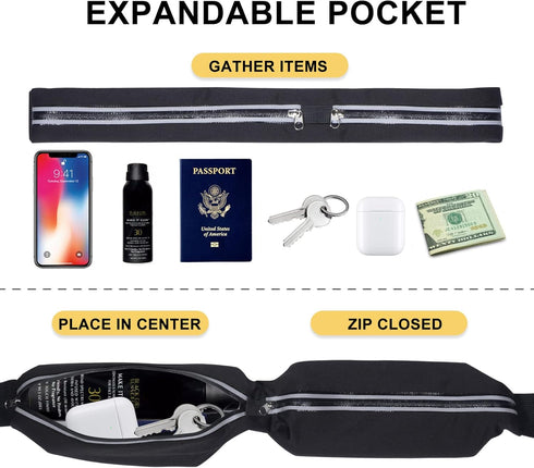 2 Pack Running Belt Fanny Packs for women and men,Belt Bag for Hiking Cycling Workout,Reflective Fanny Packs for Men Runners Belt Compatible with ...
