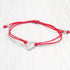 Red Womens Friendship Bracelet, Small Handmade Sterling Silver 925 Open Heart Shaped Charm, Pull Adjustable Kindred Cord Thread. Handmade Heart Gi...