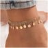 Boho Coin Anklet Bracelet Layered Coin Pendant Ankle Bracelet Vintage Disc Chain Anklet Gold Round Coin Disc Anklet Foot Chain Jewelry for Women...