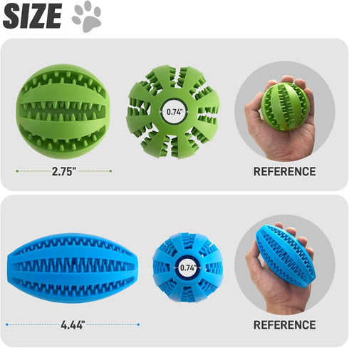 2 Pack Dogs Teething Chew Balls, Interactive Puzzle Dogs Toys for Clean Teeth and Training, Dog Balls for Puppy & Medium Dog (1 Blue +1 Green)...