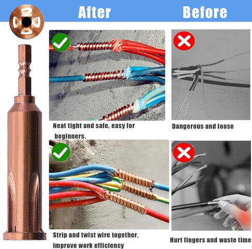 Universal Wire Twisting Tool, Wire Stripper and Twister, Quick Connector Twist Wire Tool for Electrician by Drill Drivers or Manually 2.5-4 Square...