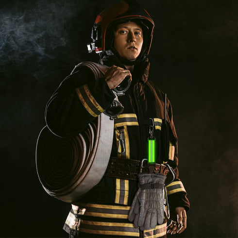 Shappy 2 Pieces Firefighter Glove Strap with Reflective Trim Firefighting Glove Safety Strap Turnout with Swivel Snap Hook Clip (Green)...