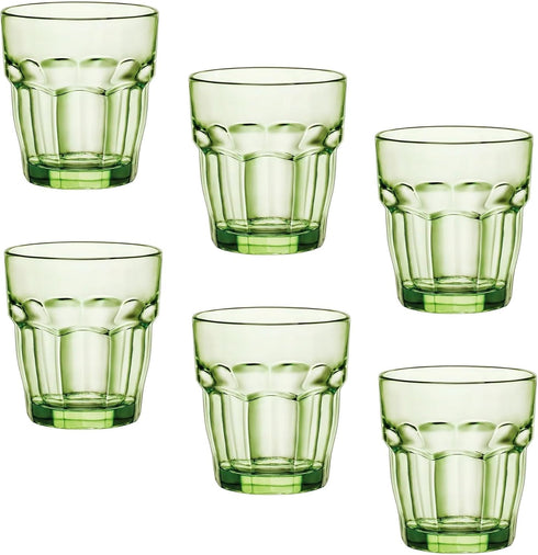 Bormioli Rocco Rock Bar 9.25 oz. Rocks Stackable Tempered Beverage Glasses for Cold Drinks, Water, and Cocktails, Set of 6, Mint Green...