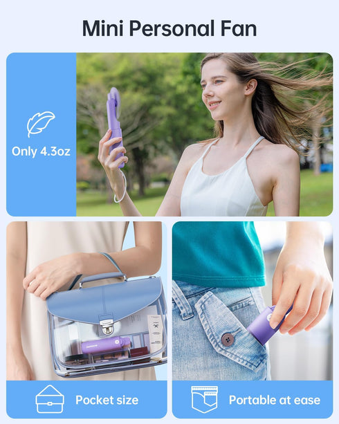 Portable Handheld Fan, Personal Mini Fan - Hand Held Fan, LED Display, USB Rechargeable Small Travel Fan with Portable Charger, Cute Lash Eyelash ...