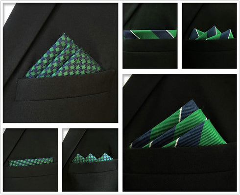 SHLAX&WING 5 Pieces Assorted Mens Silk Pocket Square Handkerchiefs Set Lot (Set66)...