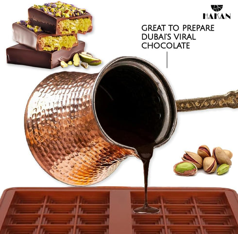 Hakan Turkish Coffee Pot | Stove Top Water Boiler, Coffee Maker, Butter, Chocolate & Milk Warmer | Even and Quick Heat with Handcrafted Copper Mat...
