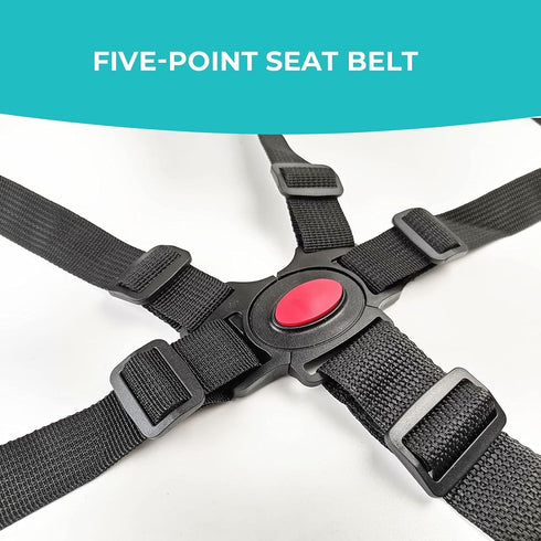 5 Point Harness Seat Belt?Adjustable Baby Seat Belt Full Protection Security Harness Seatbelt for High Chair and Pushchair Black...