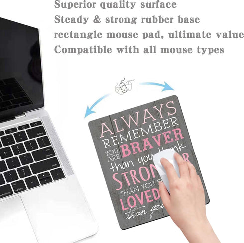 Pink Inspirational Quote Mouse Pad,Non-Slip Rubber Base Gaming Mouse Pad for Laptop,Waterproof Mouse Pads for Desk Wireless Mouse Office...