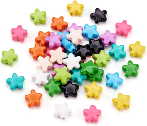 44Pcs Colorful Star Beads Spray Painted Star Alloy Spacer Beads Candy Color Pony Beads 7x8mm 11 Colors for Necklace Bracelet Earring Jewelry Makin...