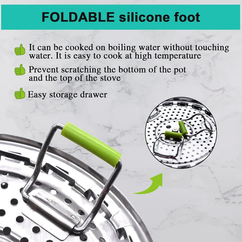 Steamer Basket Stainless Steel Veggie Steamer Basket for Cooking Folding Food Steamer Insert Steaming Basket Adjustable Expandable to fit Various ...