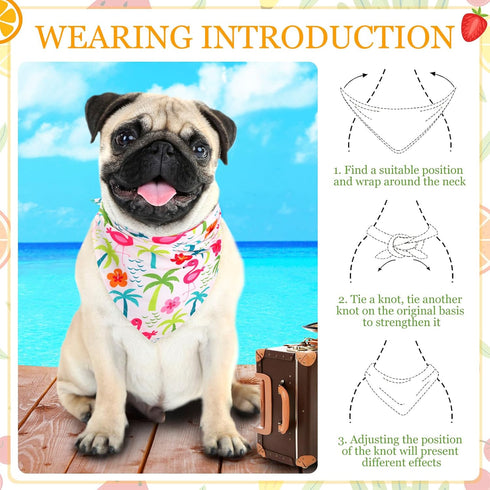 Weewooday 15 Pcs Summer Pet Bandanas Bulk Cute Dog Triangle Bib Scarf Summer Hawaii Style Flamingo Fruit Leaf Pattern Dog Bandana Pet Kerchief Set...