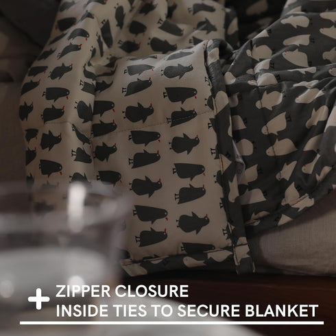YnM Cotton Duvet Cover for Weighted Blankets (Penguin, 41''x60'')...