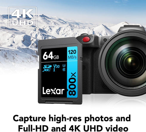 Lexar BLUE Series High-Performance 800x 64GB UHS-I SDXC Memory Card...