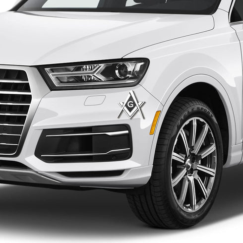 5 Pack 2.75" Chrome Plated Masonic Car Emblem Mason Square and Compasses Auto Truck Motorcycle Decal Accessories...