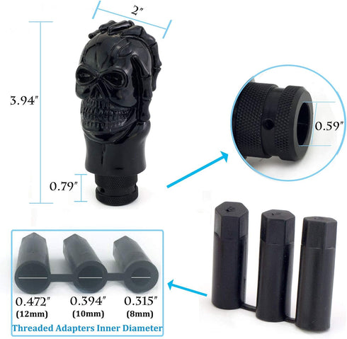 Skull Manual Car Knob Shifter, Auto Gear Shift Handle Magic Skeleton Stick Style Fit Most MT Transmissions, Black...