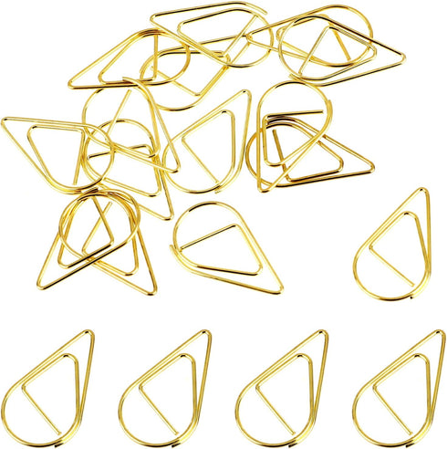 100Pcs Gold Cute Paper Clips Small Golden Paperclips Stainless Steel Drop-Shaped Paperclips Bookmark Clips Mini Binder Clips for Memo Paper Photo ...