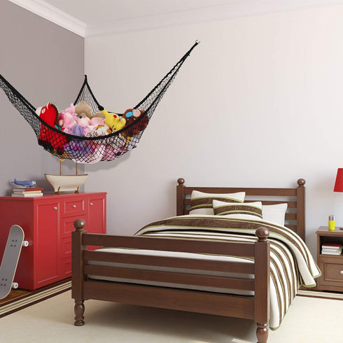 Stuffed Animal Hammock, Jumbo Toy Storage Net 83" Wall Sling Corner Extra Large Kids Children Mesh Toy Net Organizer (Black, 83 Inch)...