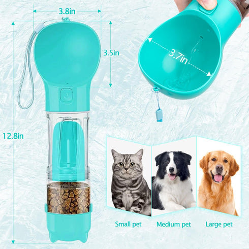 Dog Water Bottle Portable 4 in 1 Pet Travel Bowl 10oz Water Dispenser Dog Walking Accessories for Dogs Cats Camping Hiking Food Bowls with Garbage...