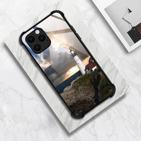 CARLOCA Compatible with iPhone 13 Pro Case,Lighthouse Beacon Clouds Identity Graphic Design Shockproof Anti-Scratch Hard Acrylic Case for iPhone 1...