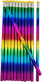 Shiny Metallic Colorful Rainbow Standard #2 Lead Pencils (7.5") Wood with Top Eraser. (12)...