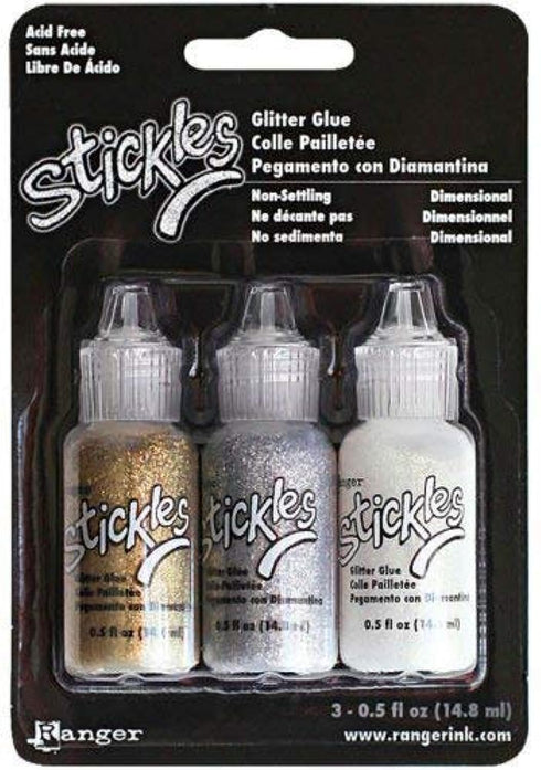 Stickles Glitter Glue Bundle of 3 Colors | Silver, Diamond, and Gold | Craft Glitter Glues...